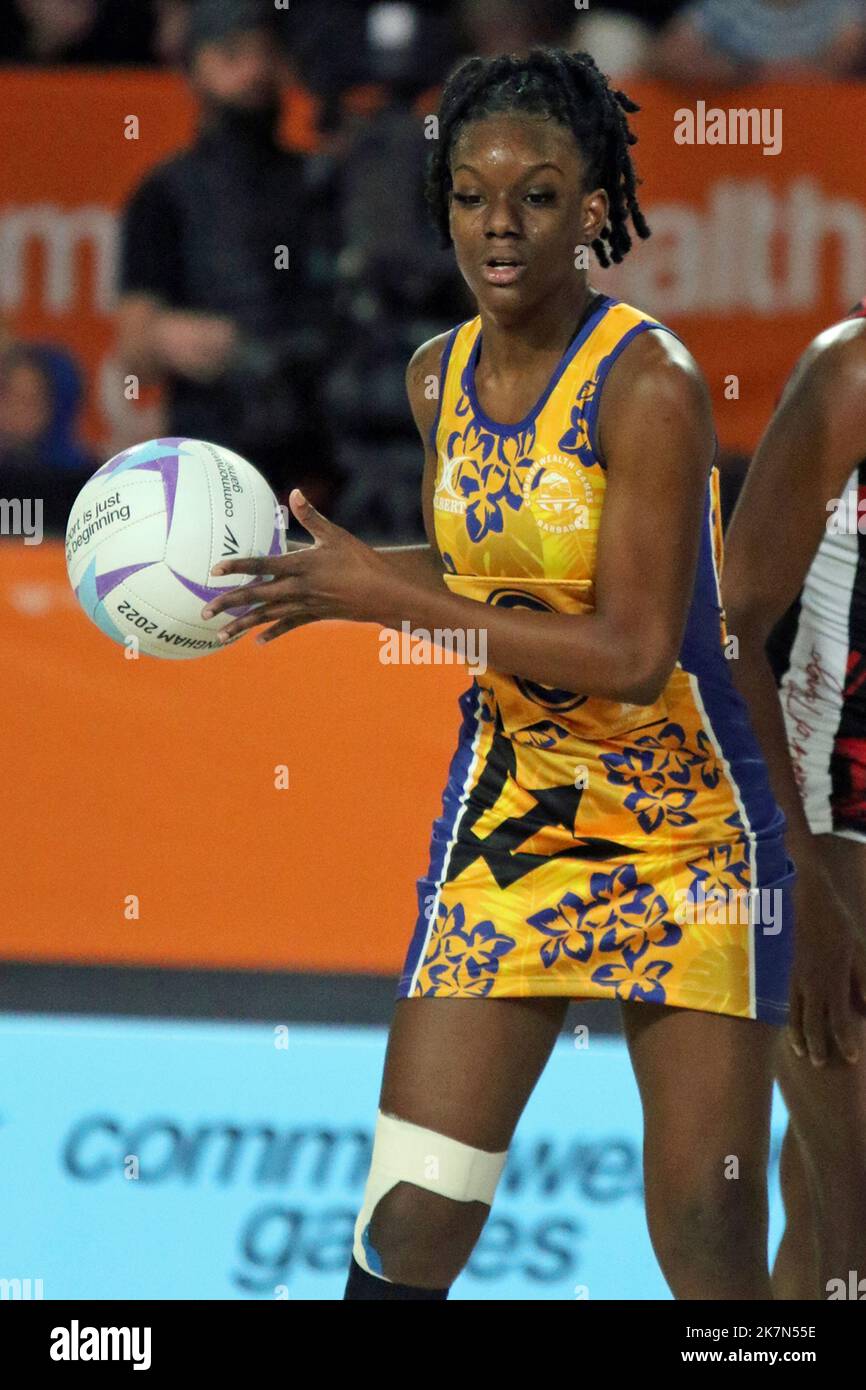 Stephian SHEPHERD of Barbados in the women's netball between Barbados v Trinidad & Tobago at the