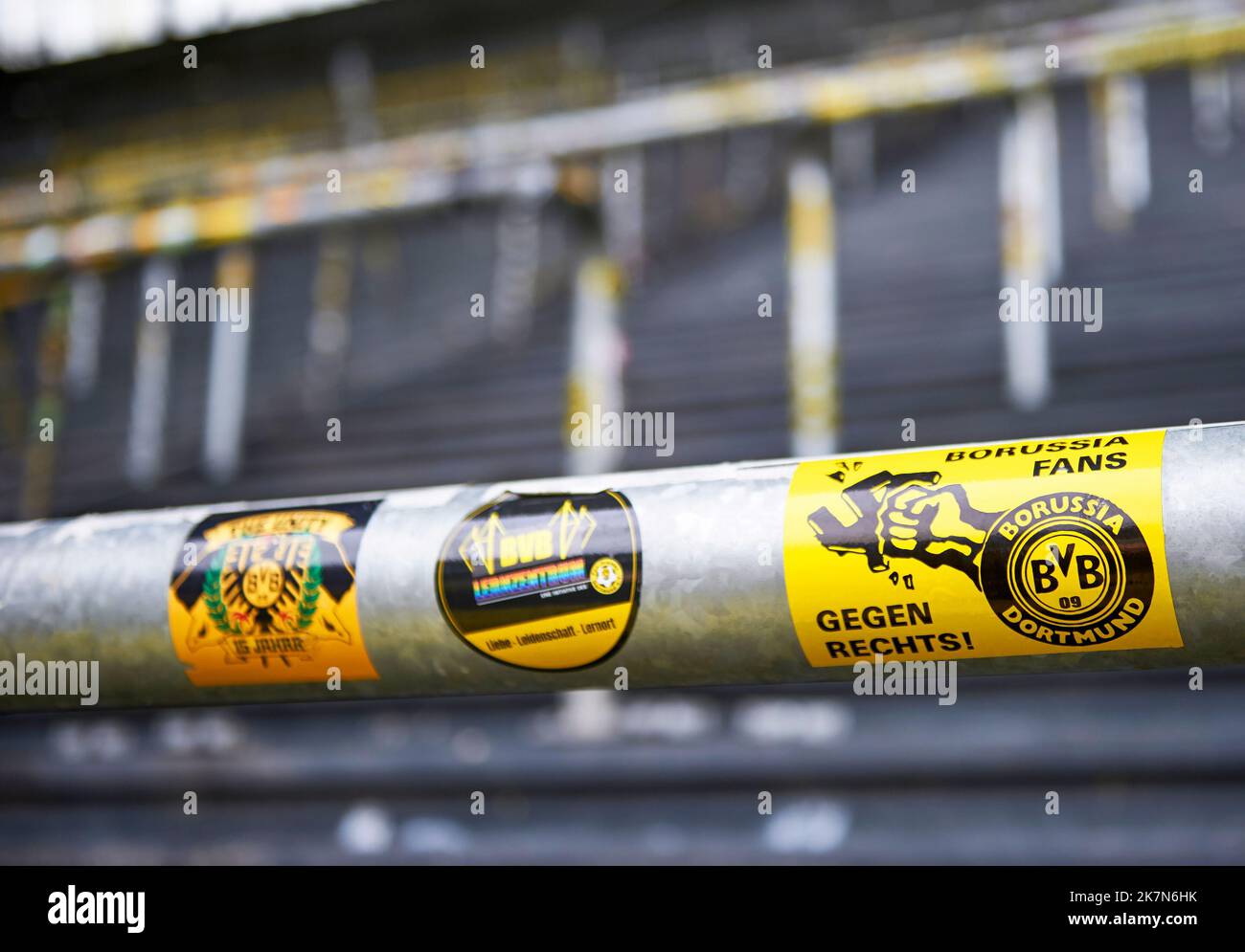 At the ultras tribune at Signal Iduna Arena - the official playground of FC Borussia Dortmund Stock Photo