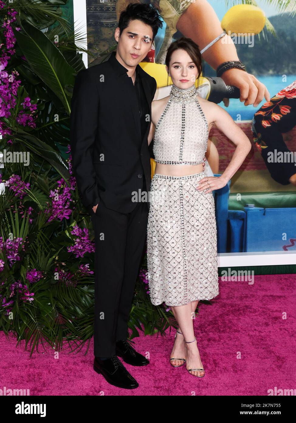 Westwood, United States. 17th Oct, 2022. WESTWOOD, LOS ANGELES, CALIFORNIA, USA - OCTOBER 17: Indonesian actor Maxime Bouttier wearing Dolce and Gabbana and American actress Kaitlyn Dever wearing a Miu Miu top and skirt arrive at the Los Angeles Premiere Of Universal Pictures' 'Ticket To Paradise' held at Regency Village Theatre on October 17, 2022 in Westwood, Los Angeles, California, United States. (Photo by Xavier Collin/Image Press Agency) Credit: Image Press Agency/Alamy Live News Stock Photo