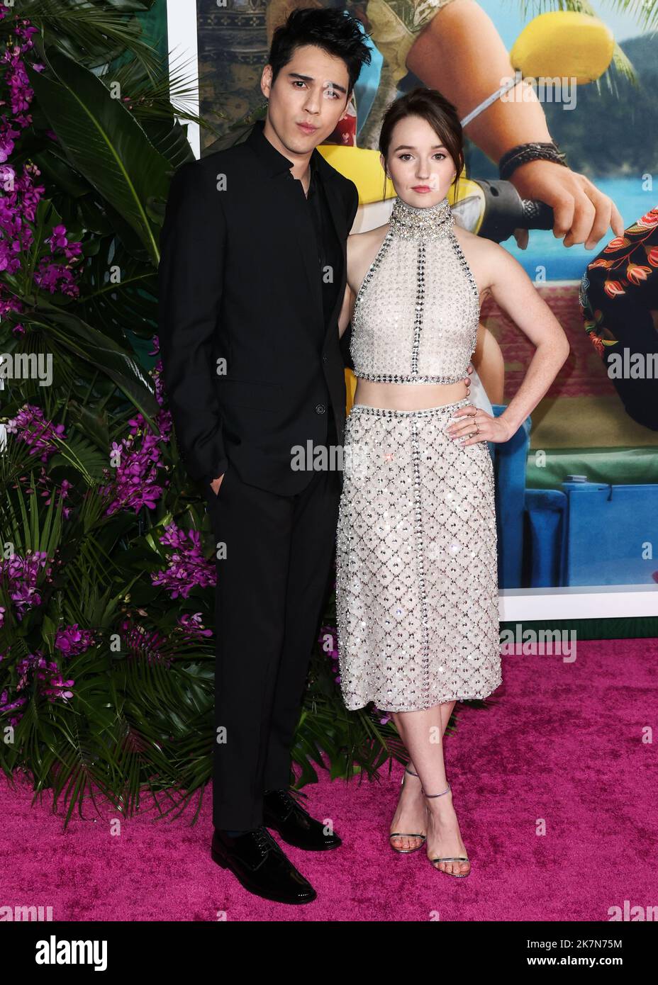 Westwood, United States. 17th Oct, 2022. WESTWOOD, LOS ANGELES, CALIFORNIA, USA - OCTOBER 17: Indonesian actor Maxime Bouttier wearing Dolce and Gabbana and American actress Kaitlyn Dever wearing a Miu Miu top and skirt arrive at the Los Angeles Premiere Of Universal Pictures' 'Ticket To Paradise' held at Regency Village Theatre on October 17, 2022 in Westwood, Los Angeles, California, United States. (Photo by Xavier Collin/Image Press Agency) Credit: Image Press Agency/Alamy Live News Stock Photo