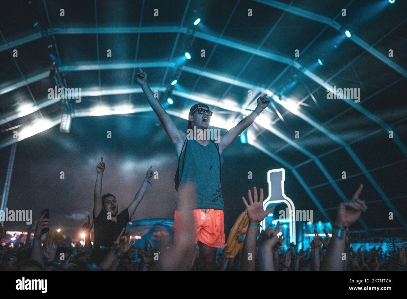 The stage and people during a concert at "Electric Love Festival" 2022