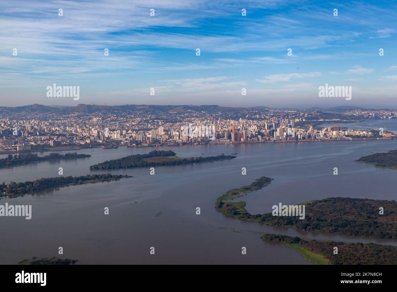 An aerial view of the City of Porto Alegre from the air, Rio Grande do Sul, Brazil Stock Photo