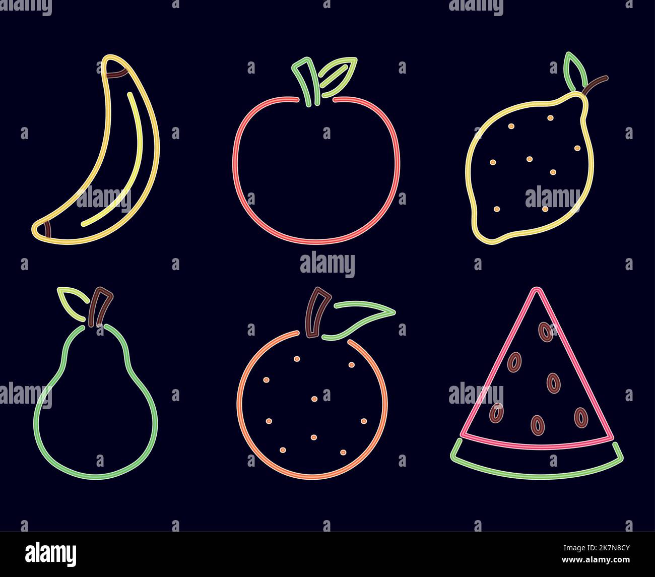 neon fruits icon set Stock Vector Image & Art - Alamy