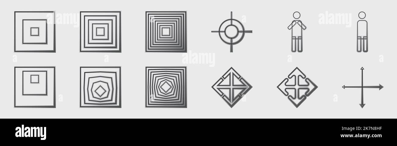Retro futuristic elements for design. Trendy geometric design elements. Simple shapes forms. Stock Vector