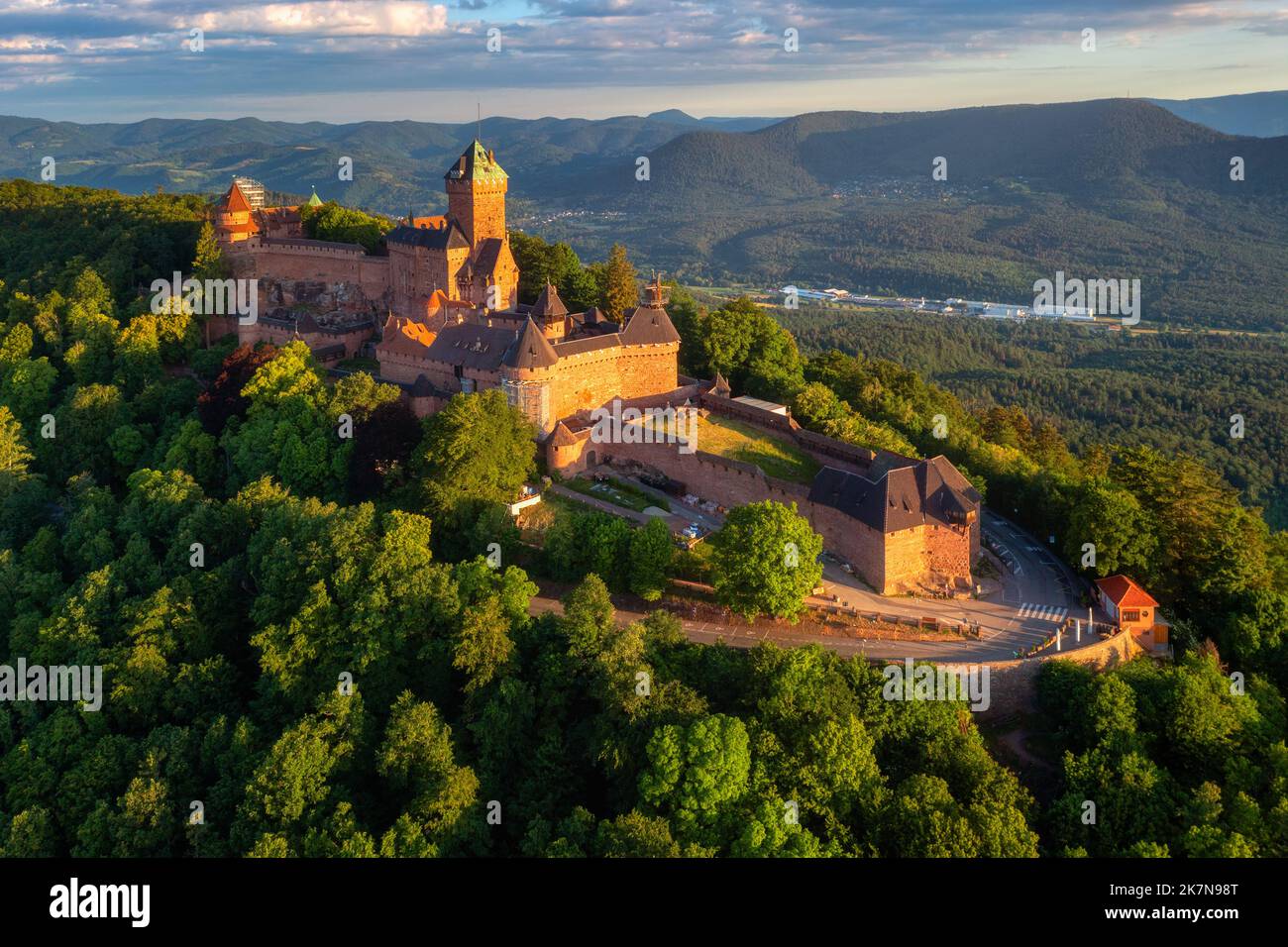 Medieval Chateau du Haut-Koenigsbourg castle in Vosges mountains by Selestat is one of the main historical landmarks in Alsace, France Stock Photo