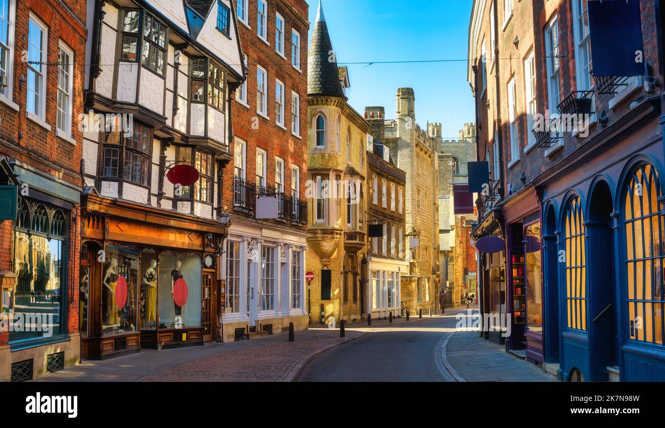 Historical Trinity street in Cambridge Old town center, England, United Kingdom Stock Photo