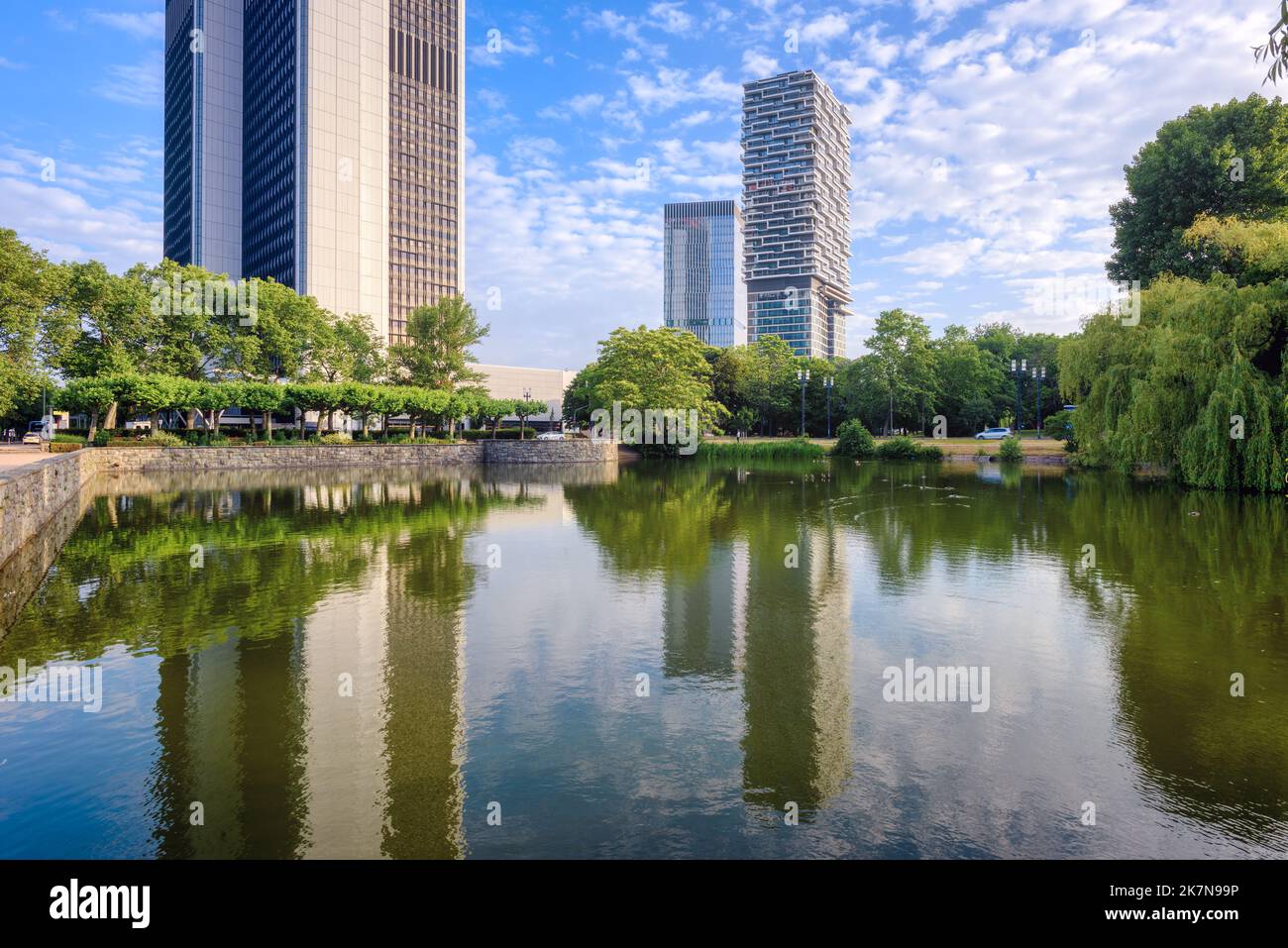 Modern buildings in Frankfurt am Main city center, Germany Stock Photo