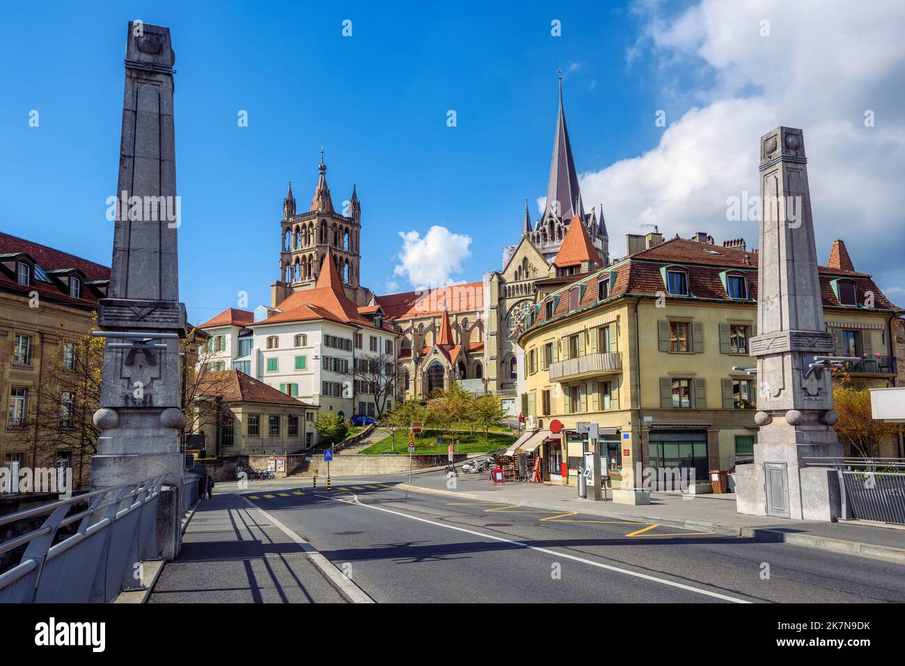 Historical Lausanne Cathedral in Lausanne city center, Switzerland Stock Photo