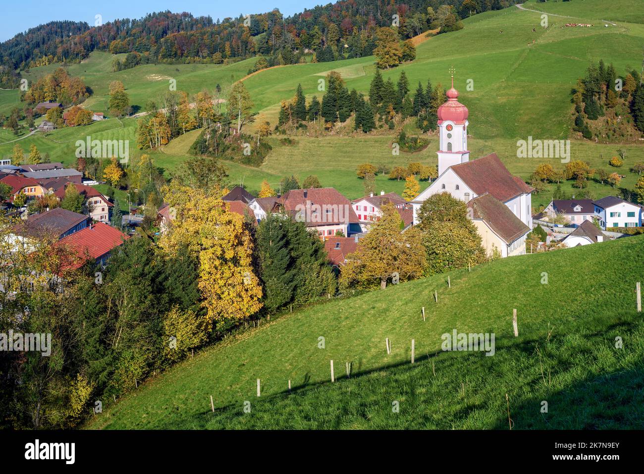 Luthern village, Willisau, canton Lucerne, swiss Alps, is one of the most beautiful villages in Switzerland Stock Photo