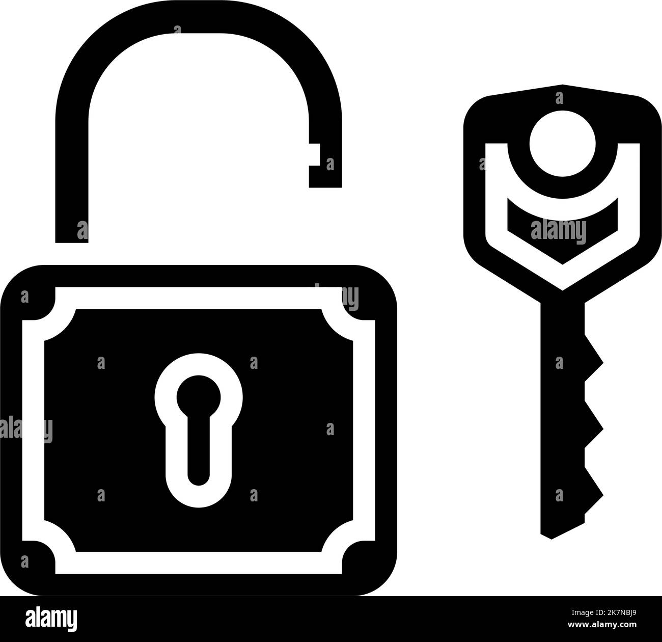 key padlock glyph icon vector illustration Stock Vector Image & Art - Alamy