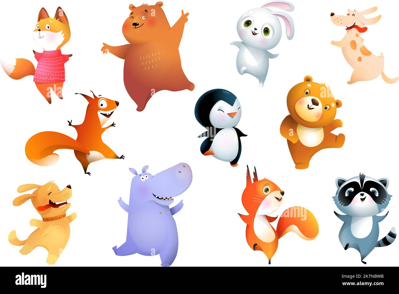 Cute Happy Dancing Jumping Animals for Kids Stock Vector Image & Art