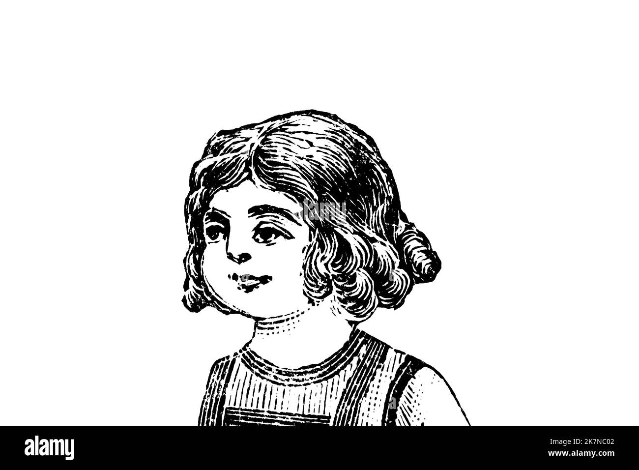 Portrait of a little girl - Vintage Illustration Stock Photo