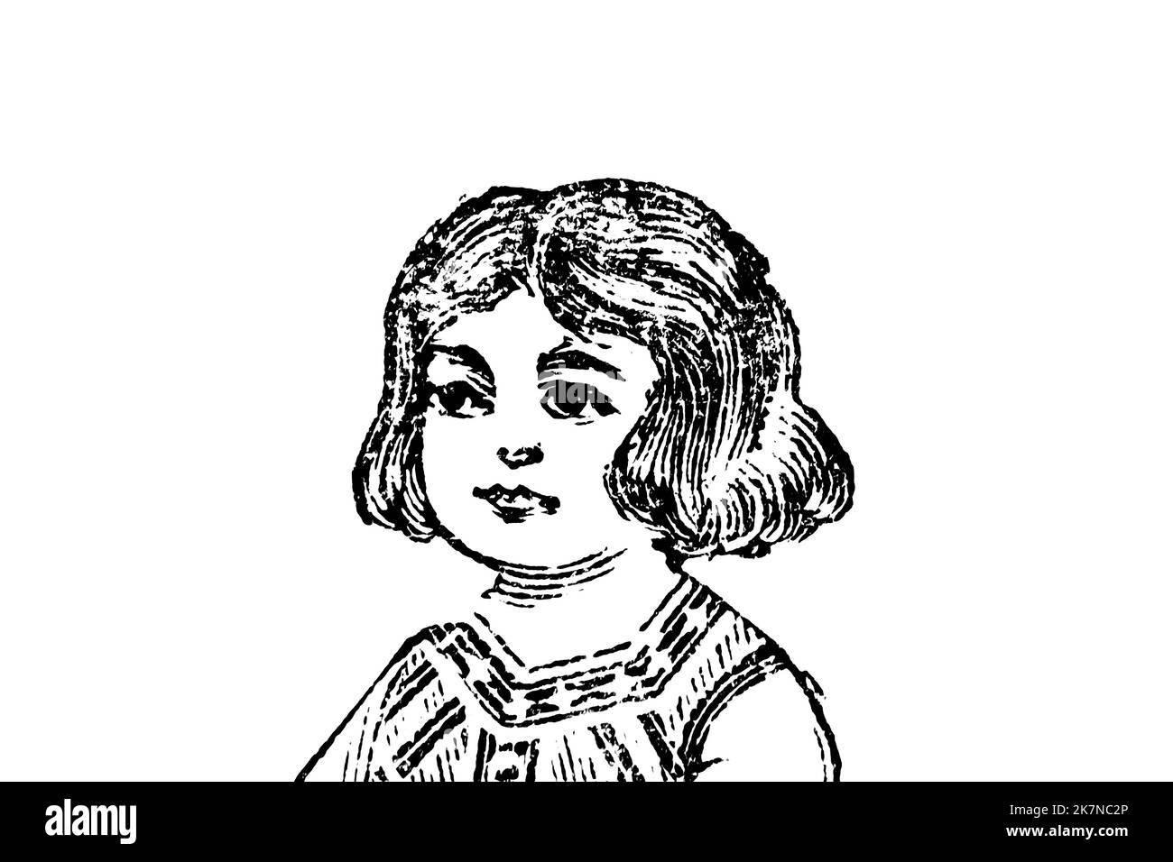 Portrait of a little girl - Vintage Illustration Stock Photo