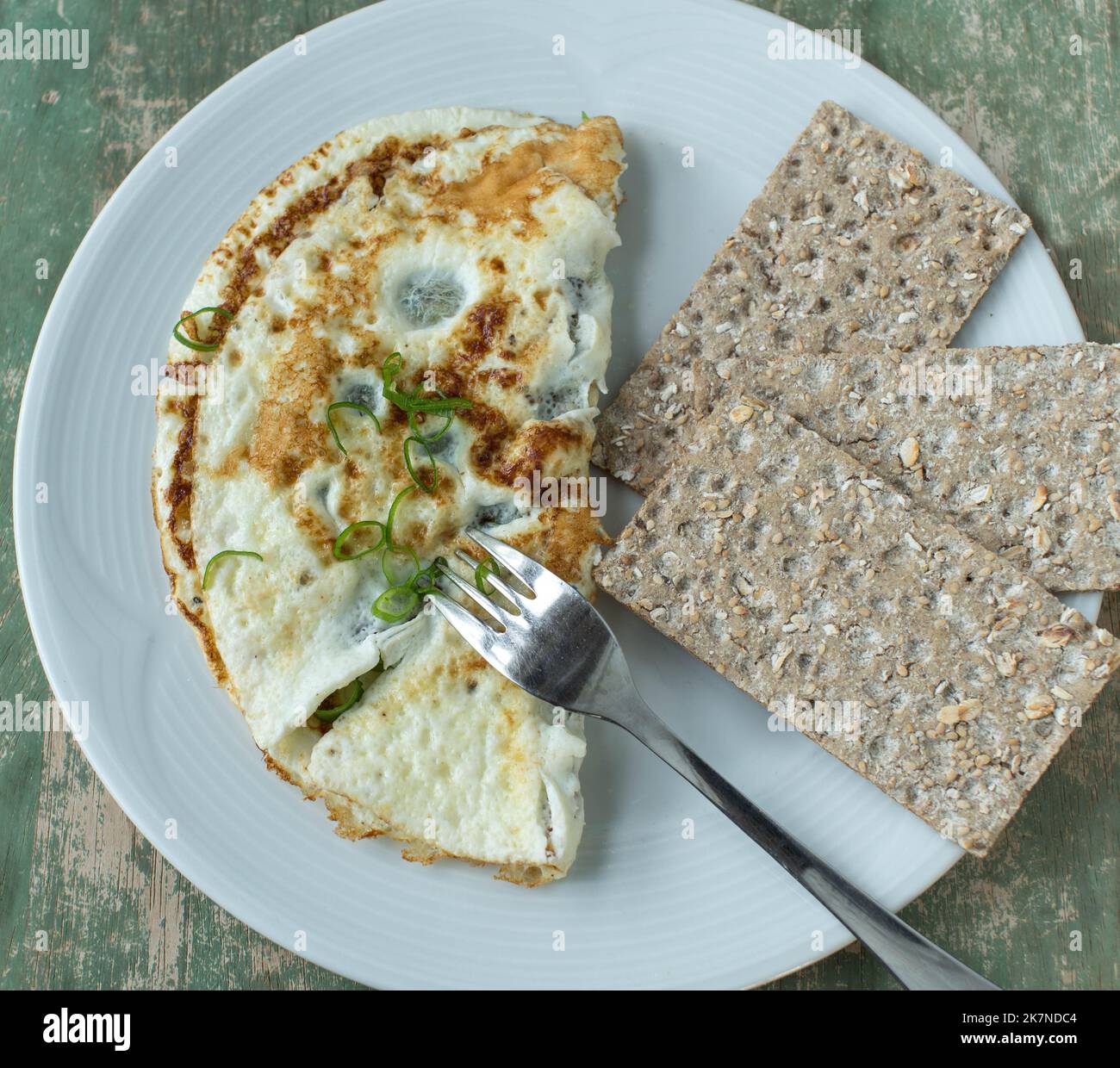 Egg white omelet with crispbread Stock Photo