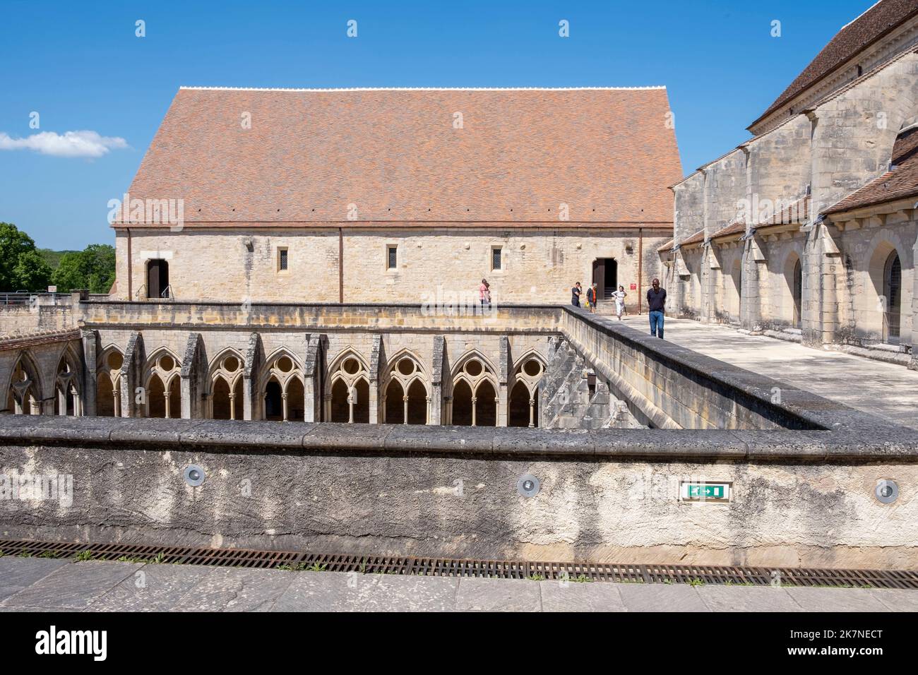 Bruere Allichamps (central France): the Noirlac Abbey, Cistercian monastic complex. View of the cloister floor with the lay brother’s dormitory Stock Photo