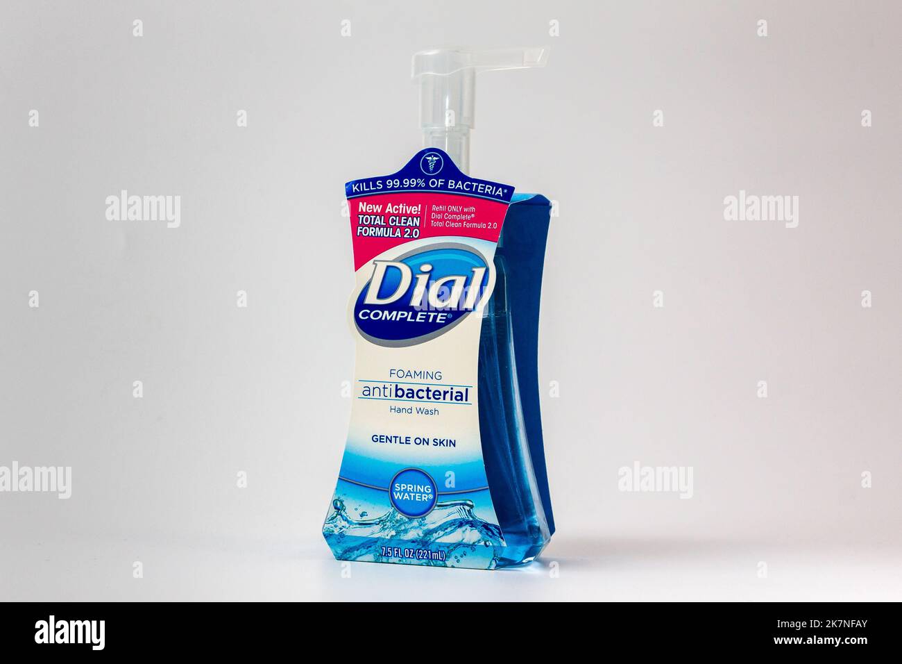 ST. PAUL, MN, USA - APRIL 5, 2021: Dial Complete liquid hand soap container and trademark logo. Stock Photo