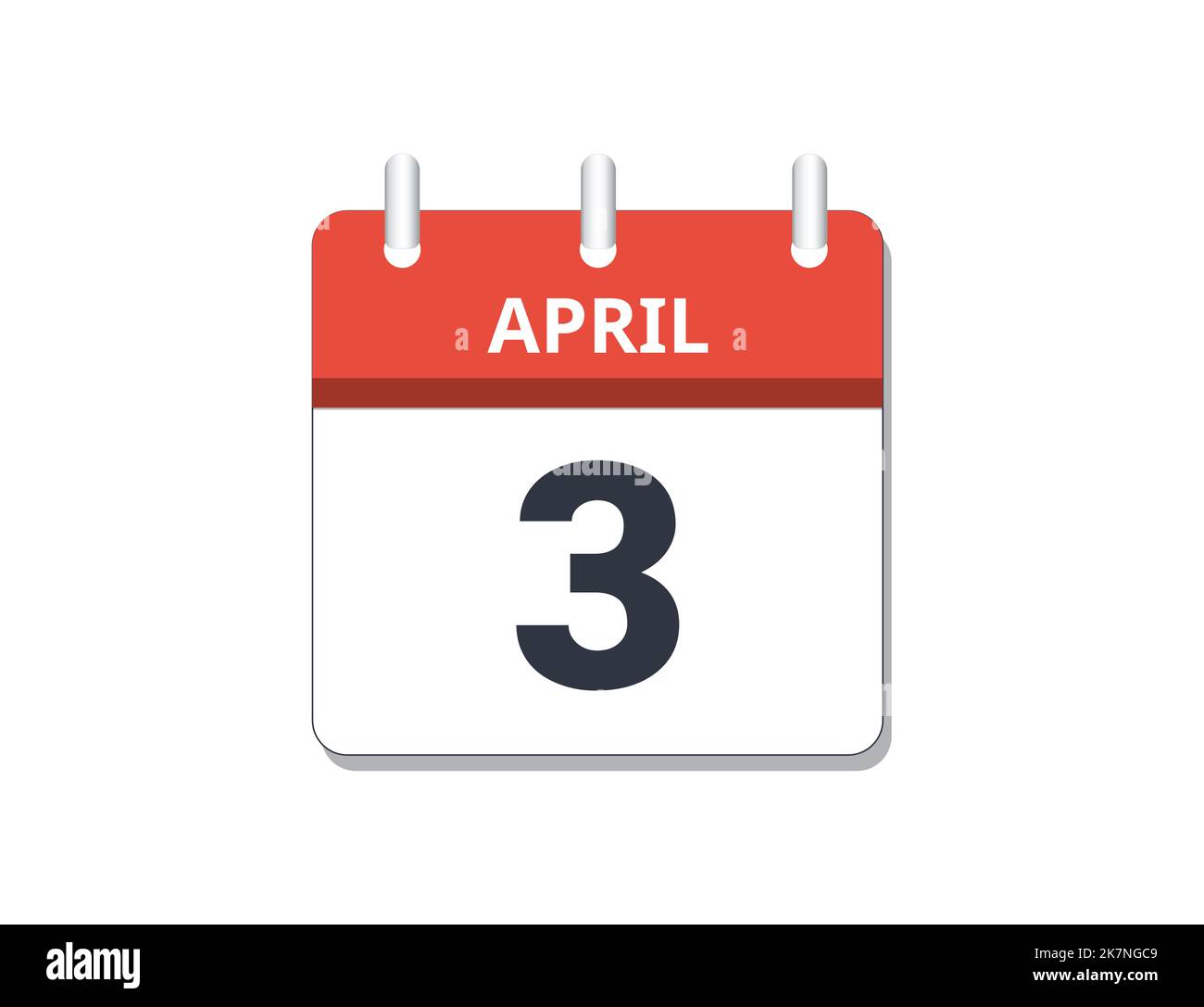 April 3rd calendar icon vector. Concept of schedule, business and tasks ...