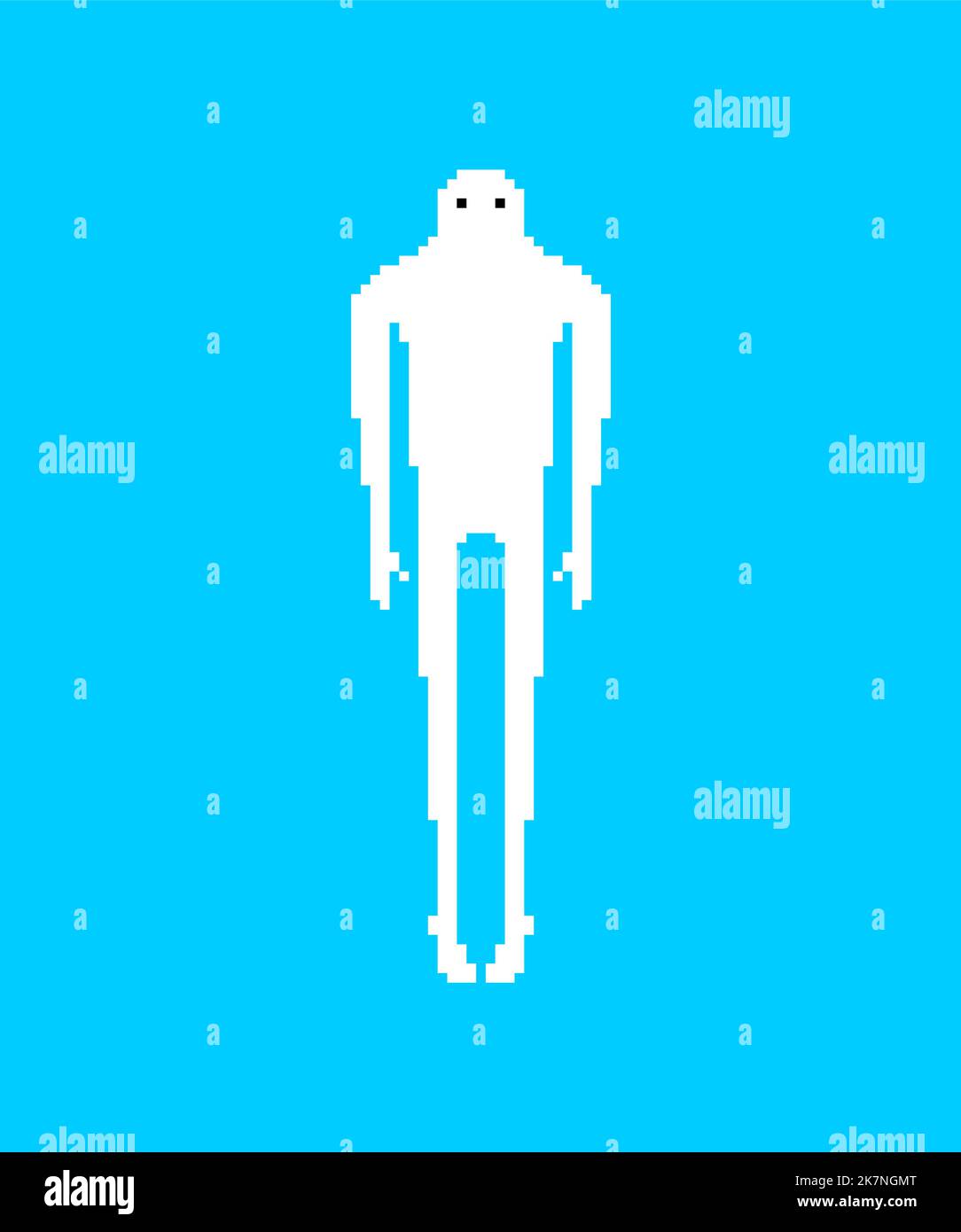 Ghost Pixel art. 8 bit human phantom. pixelated Spook Vector illustration Stock Vector