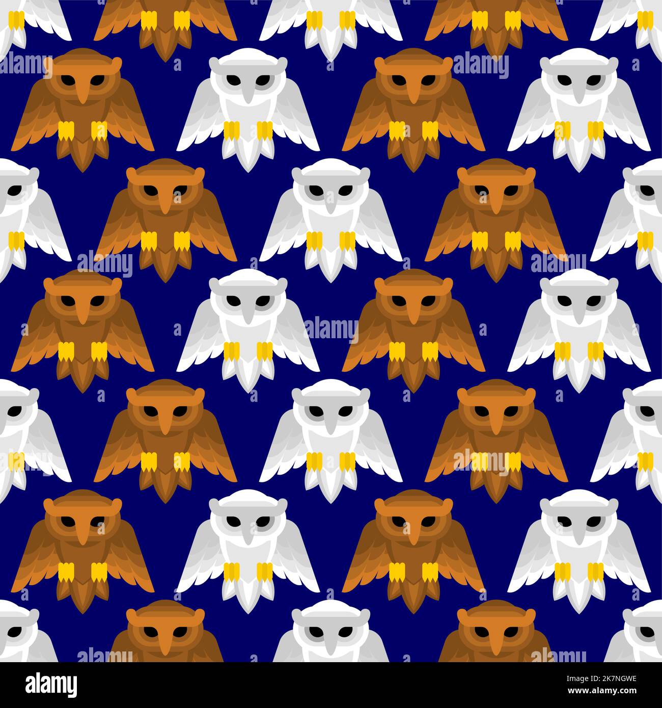 Owl Pattern seamless. Eagle-ow Background. Kids fabric ornament Stock Vector
