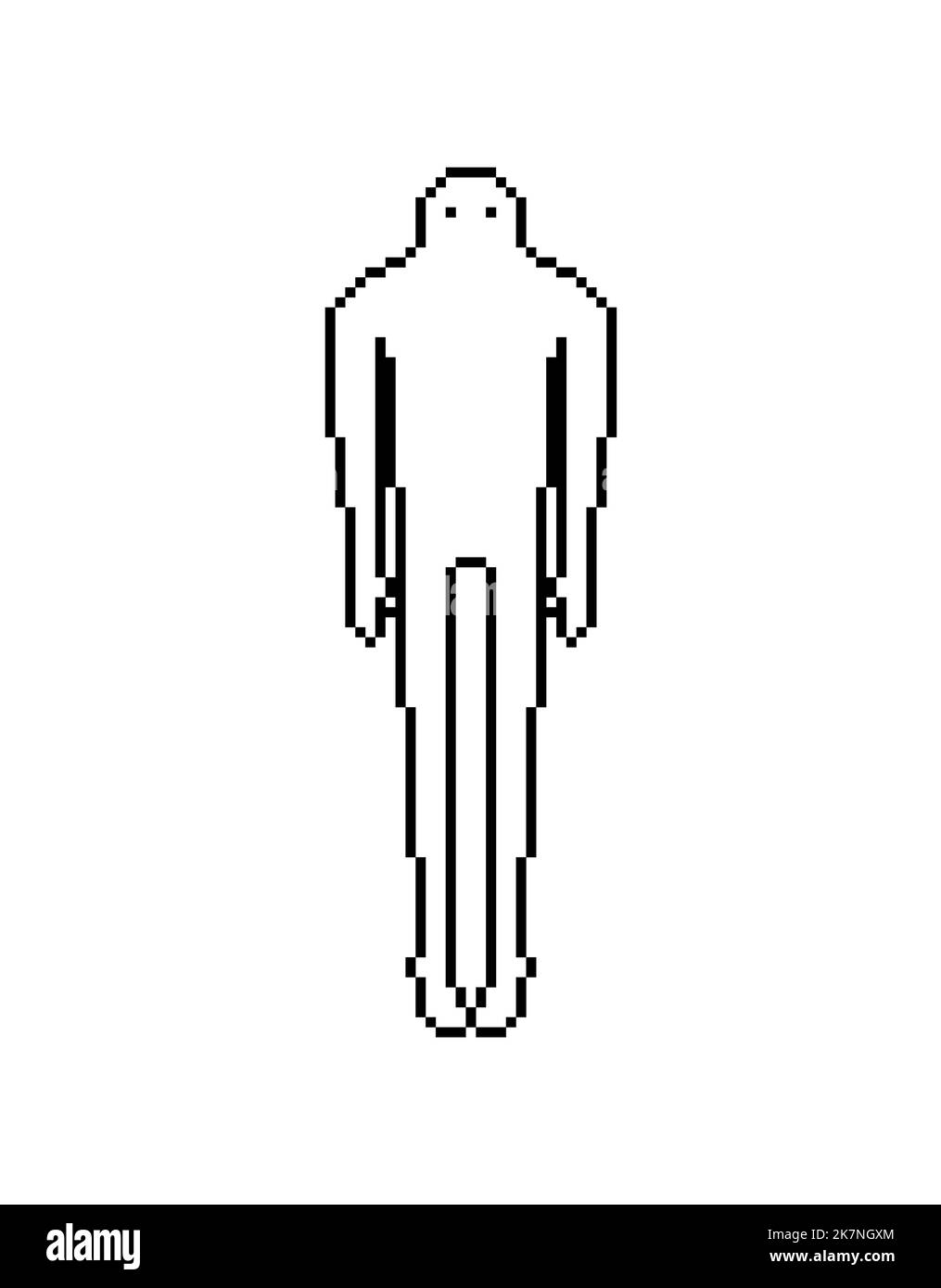 Ghost Pixel art. 8 bit human phantom. pixelated Spook Vector illustration Stock Vector