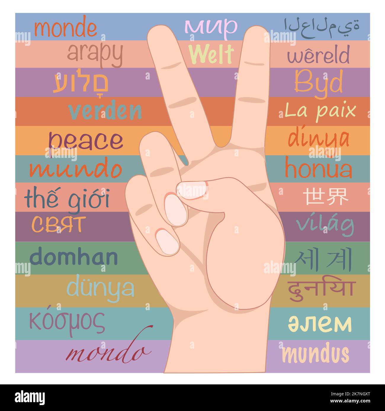 Peace hand gesture sign in fingers. Stock Vector