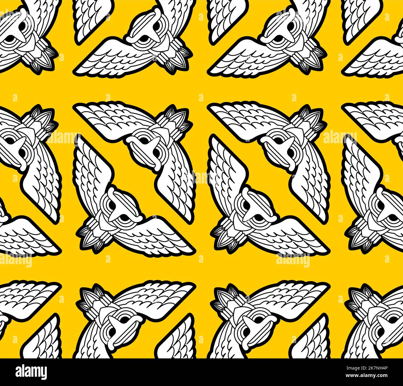 Owl Pattern seamless. Eagle-ow Background. Kids fabric ornament Stock Vector