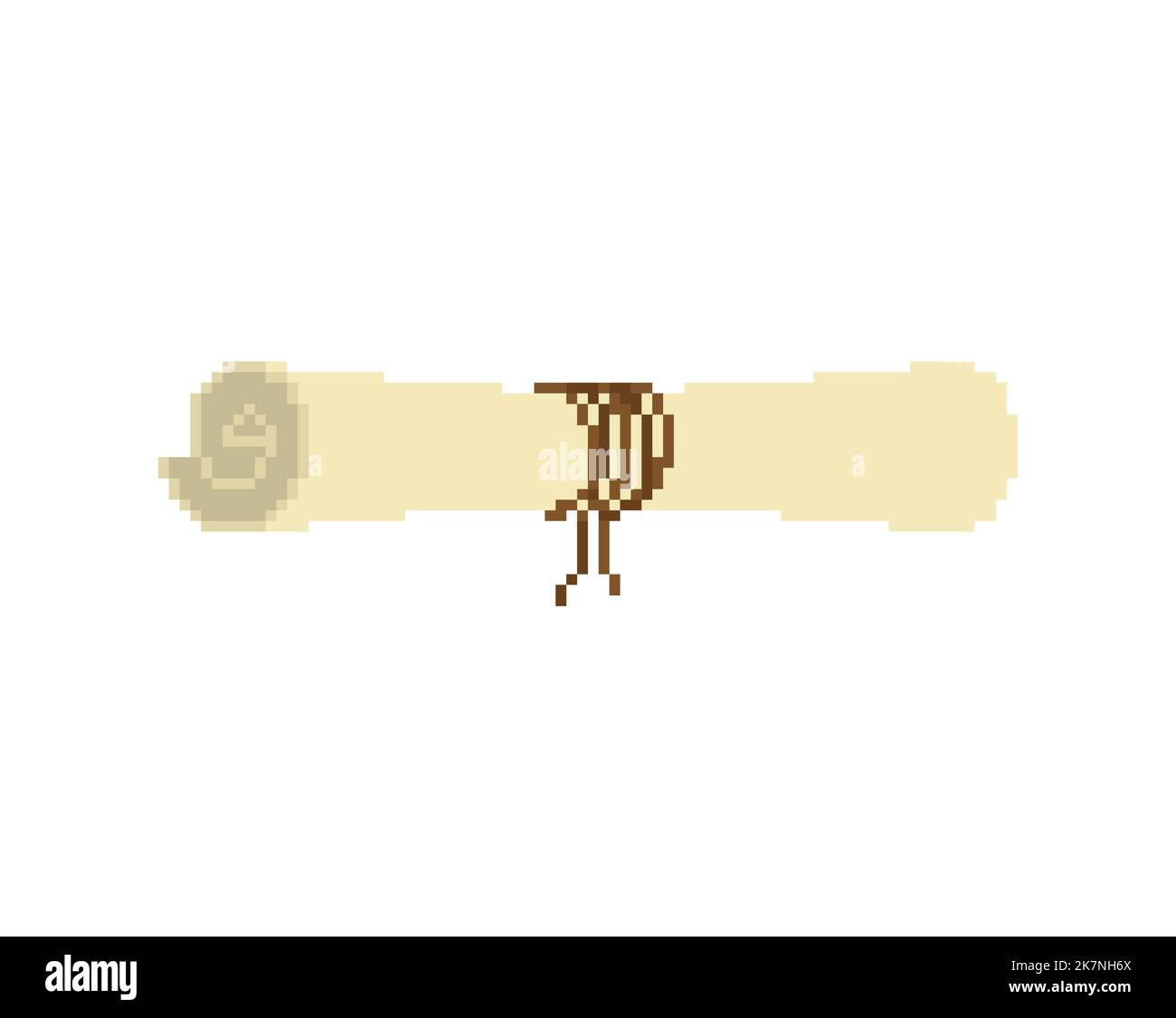 Scroll old Pixel art. 8 bit paper roll. pixelated Vector illustration