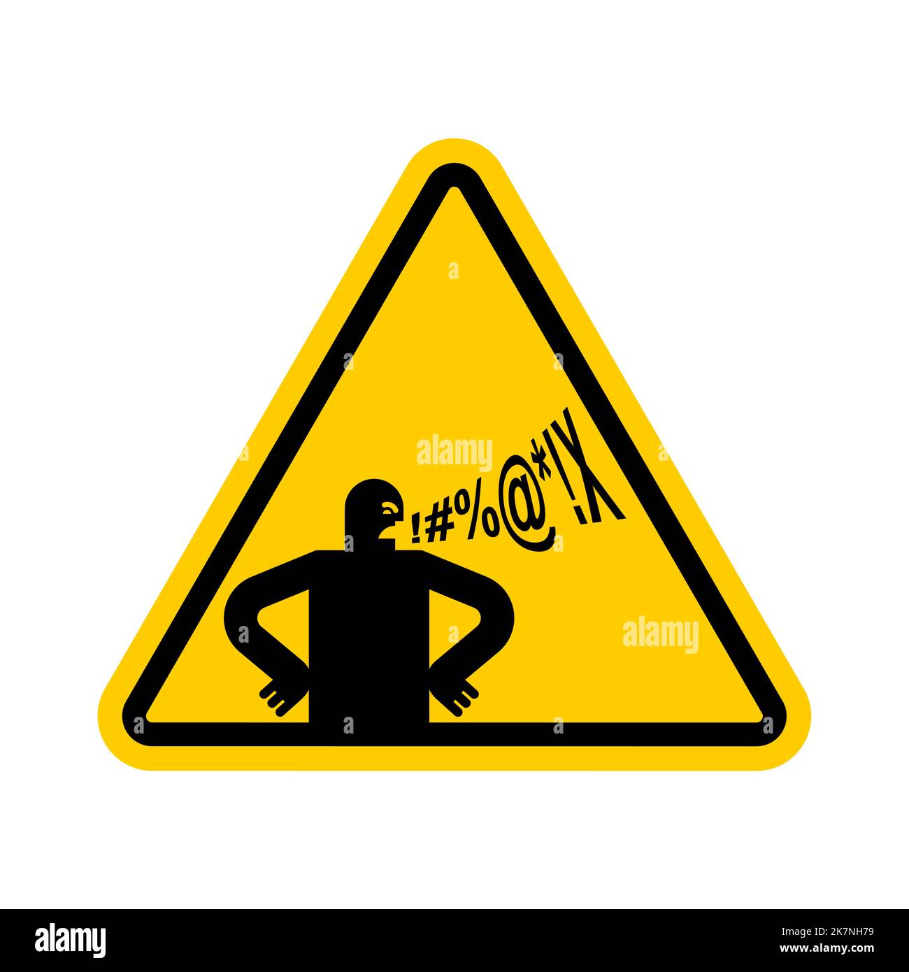 Attention Swear Caution Cursing Warning Yellow Road Sign Stock Vector Image And Art Alamy