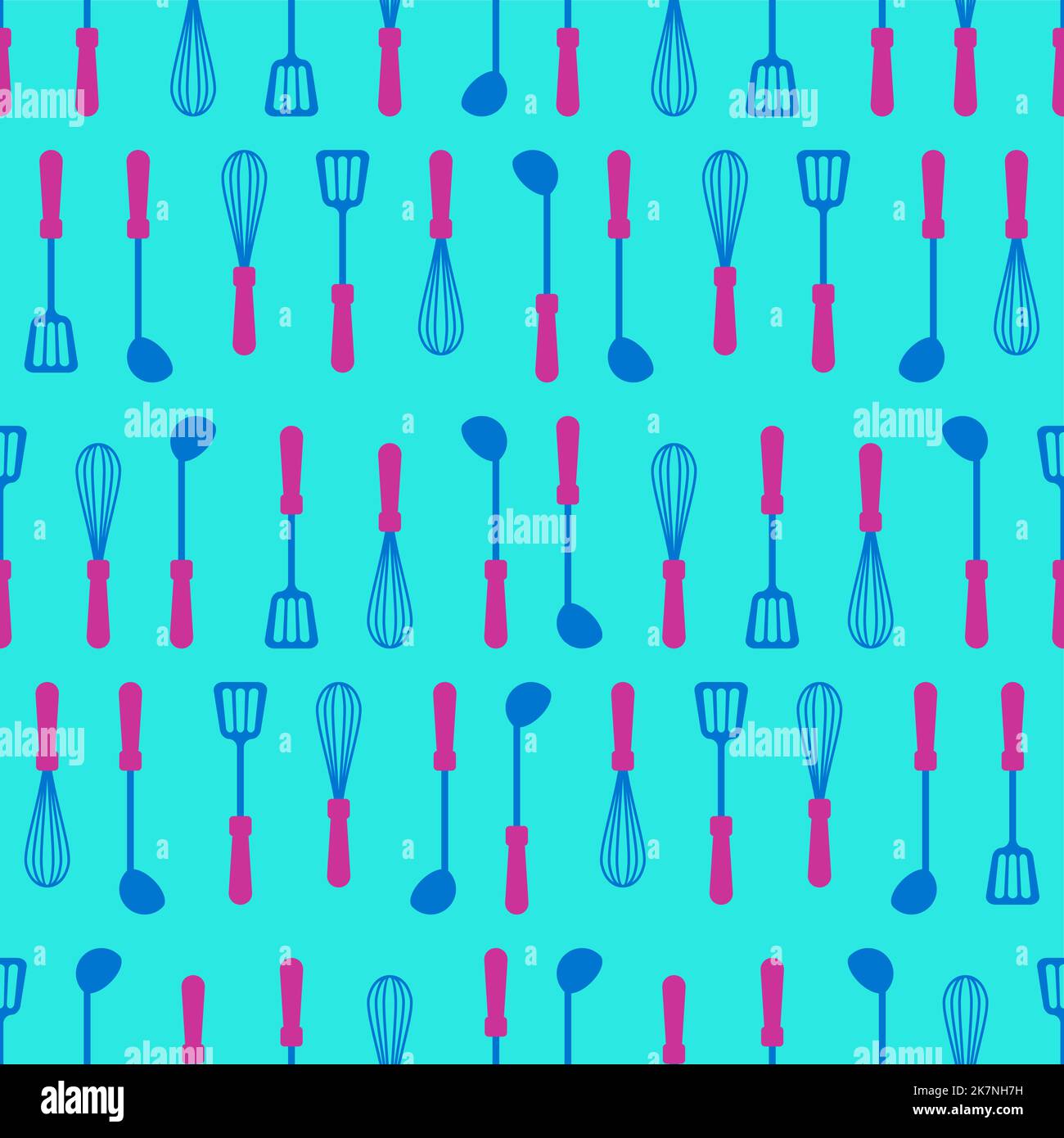 Kitchen accessories set Pattern seamless: Ladle and spatula. Corolla Background Stock Vector