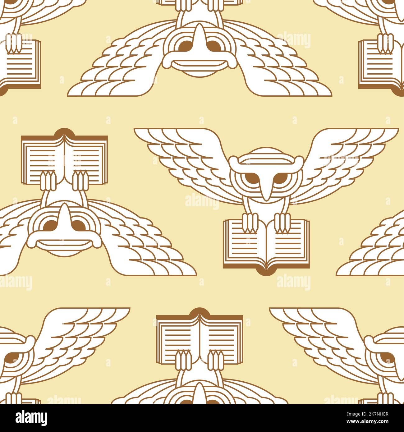 Owl Pattern seamless. Eagle-ow Background. Kids fabric ornament Stock Vector
