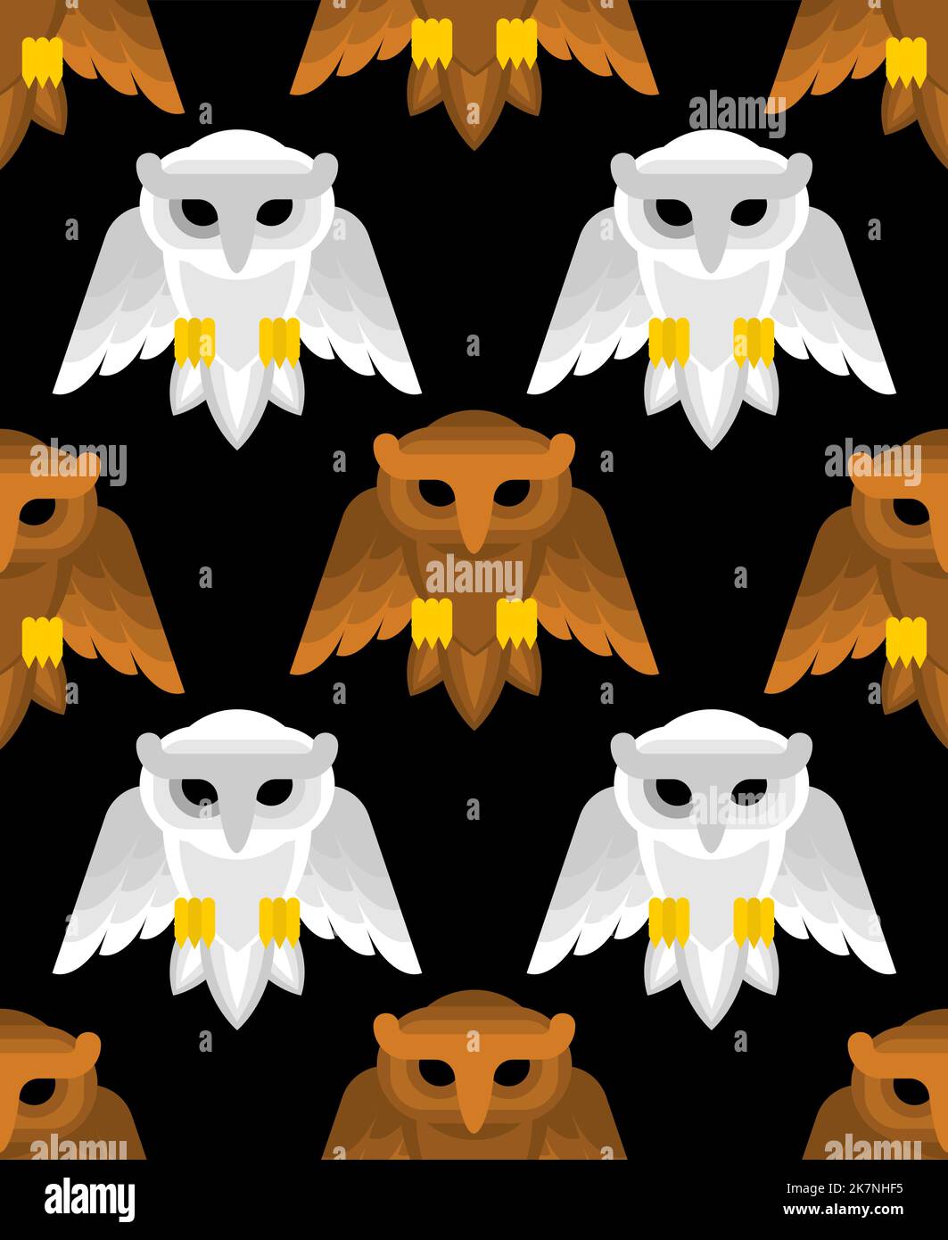 Owl Pattern seamless. Eagle-ow Background. Kids fabric ornament Stock Vector