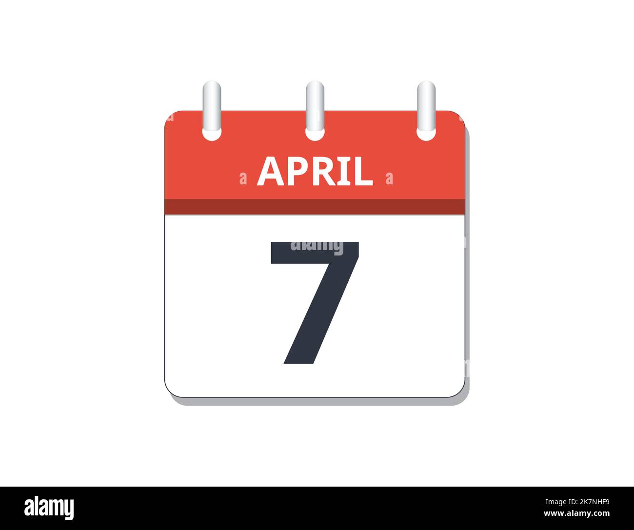 April 7th calendar icon vector. Concept of schedule, business and tasks Stock Vector