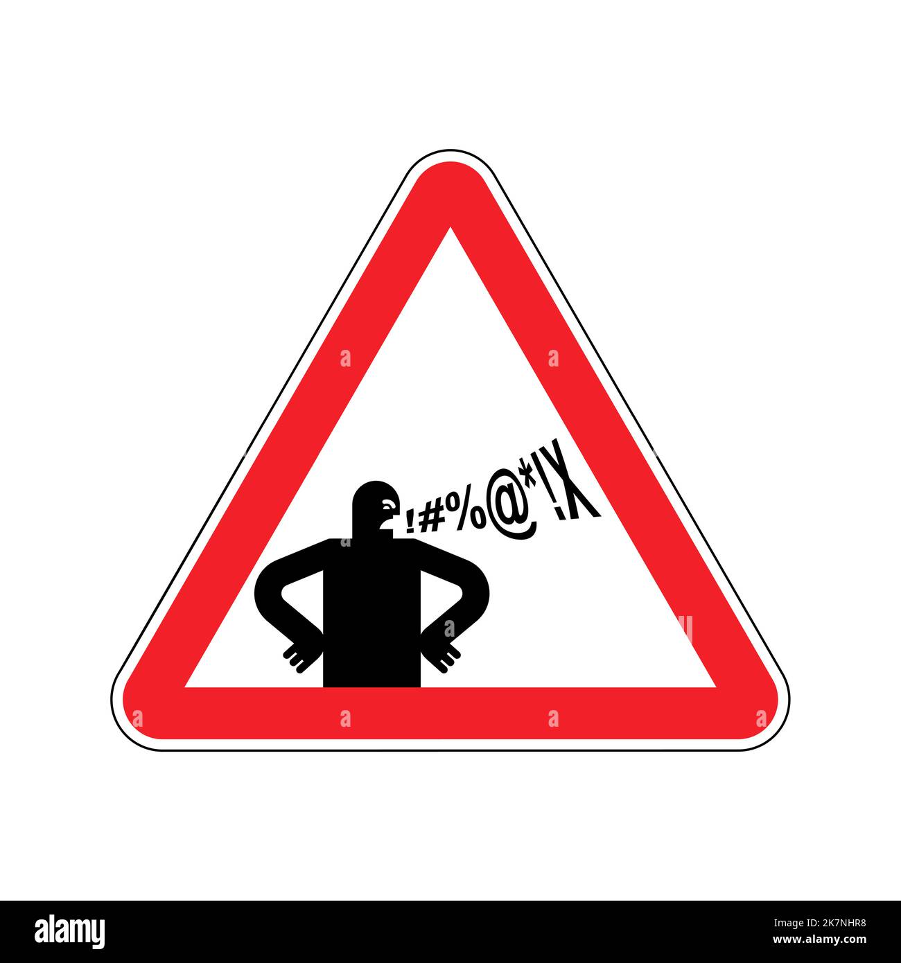Attention Swear. Caution cursing. Warning yellow road sign Stock Vector