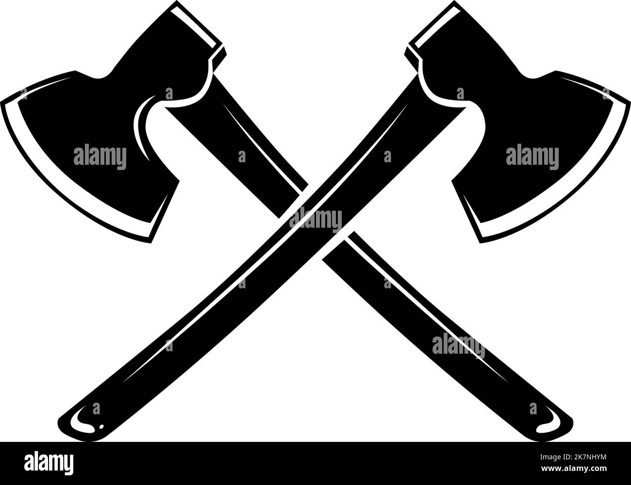 Crossed axes logo. Lumberjack tool. Wood industry symbol Stock Vector