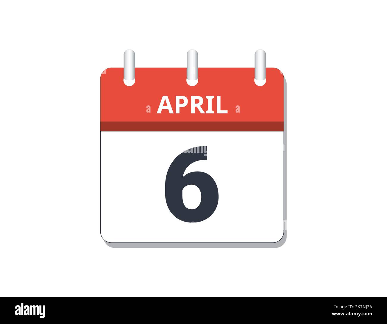 April 6th calendar icon vector. Concept of schedule, business and tasks