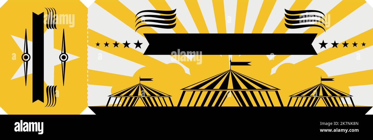Retro funfair ticket. Circus coupon template in vintage style Stock