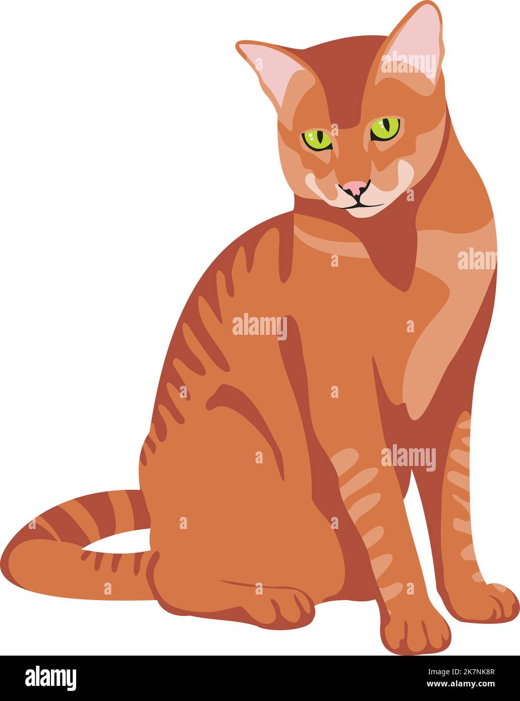 Red fur striped cat. Cartoon kitten icon Stock Vector