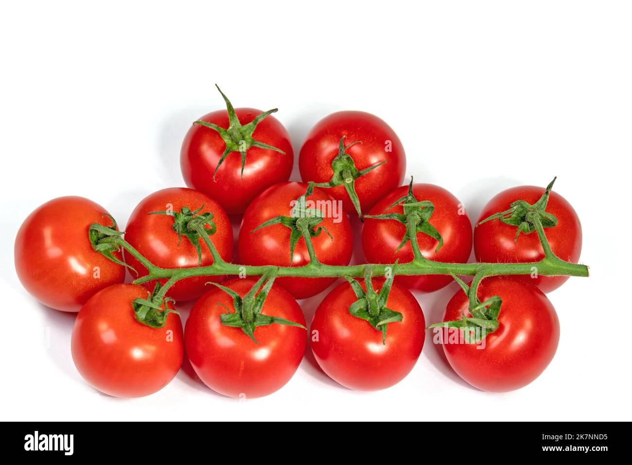 Vine tomatoes isolated against white background Stock Photo - Alamy