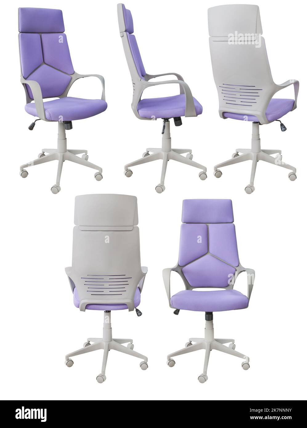 Purple computer chair. Isolated on a white background. View from ...