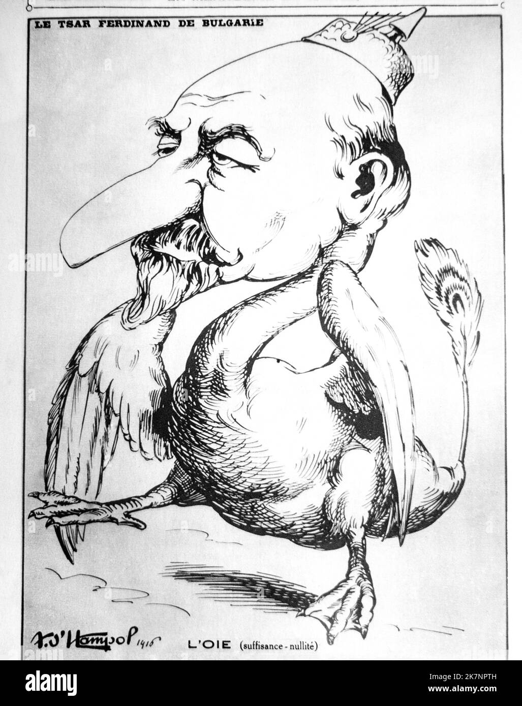 WW1 : Ferdinand 1st Tsar of BULGARIA (1861-1948) caricature by André d'HAMPOL Stock Photo