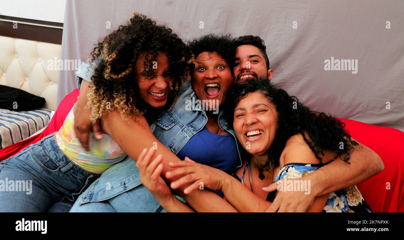 Brazilian family embrace, hispanic latin south american people hug ...