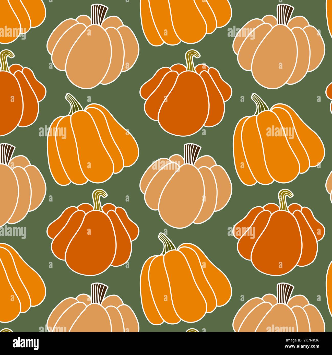 seamless pumpkin pattern illustration hand drawn, colourful background ...