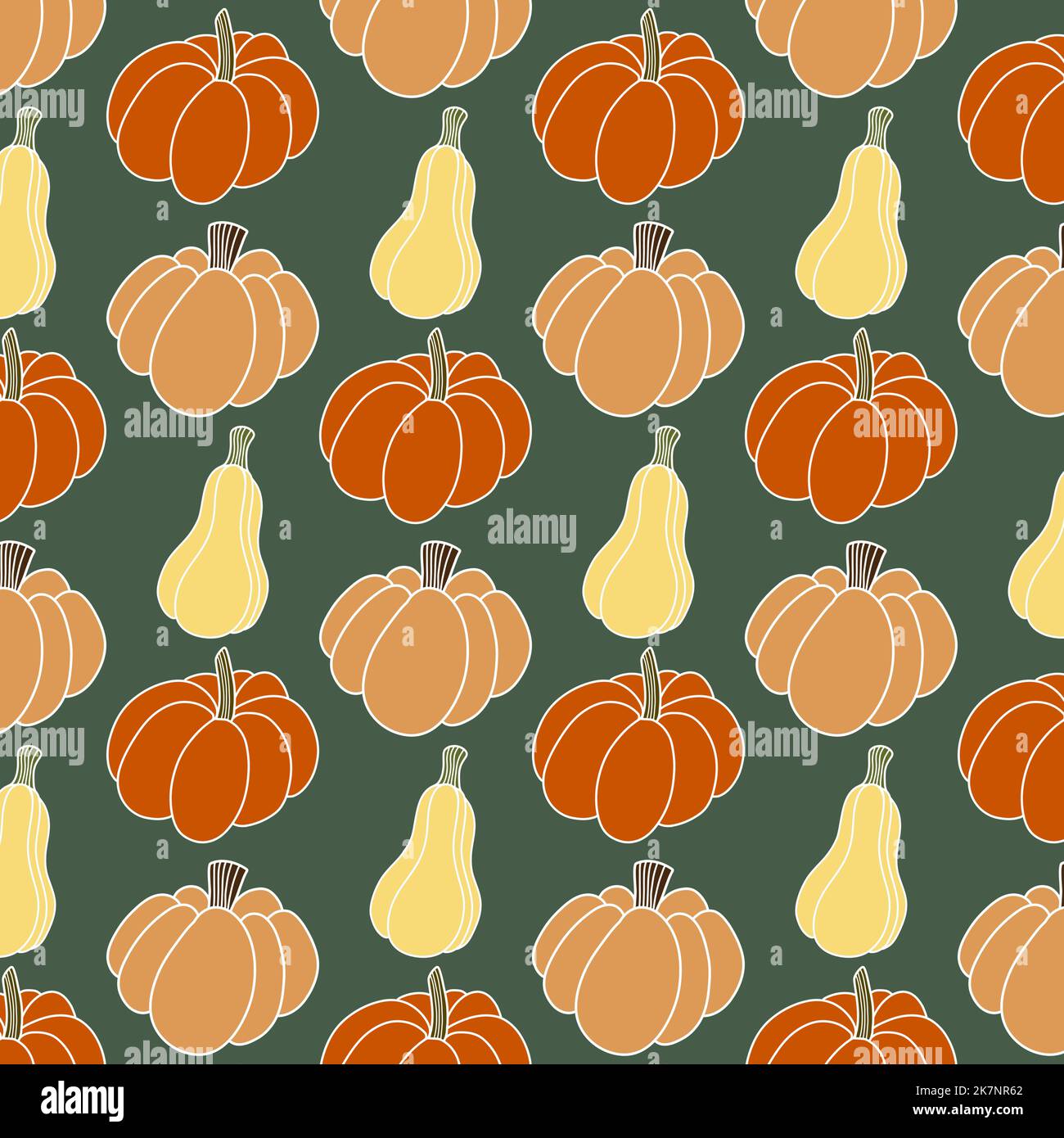 seamless pumpkin pattern illustration hand drawn, colourful background ...