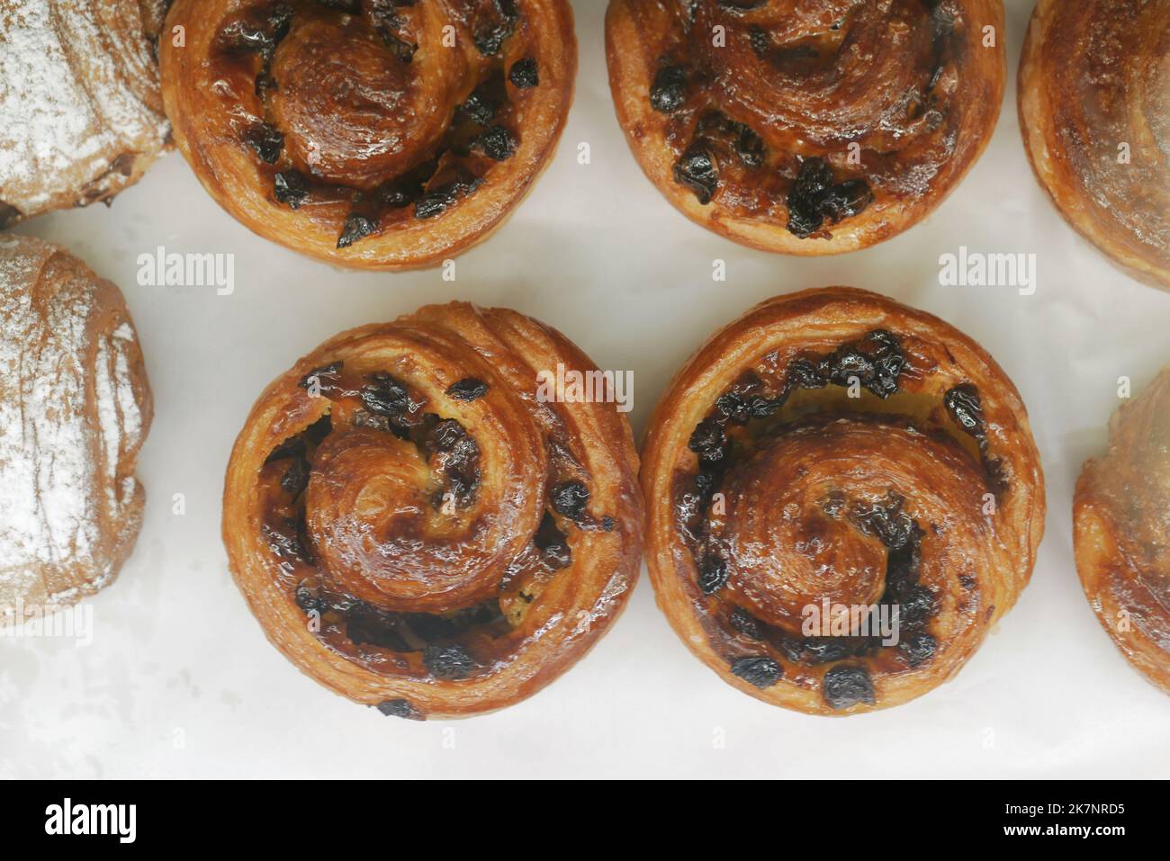 close up cinnamon danish roll on table Stock Photo
