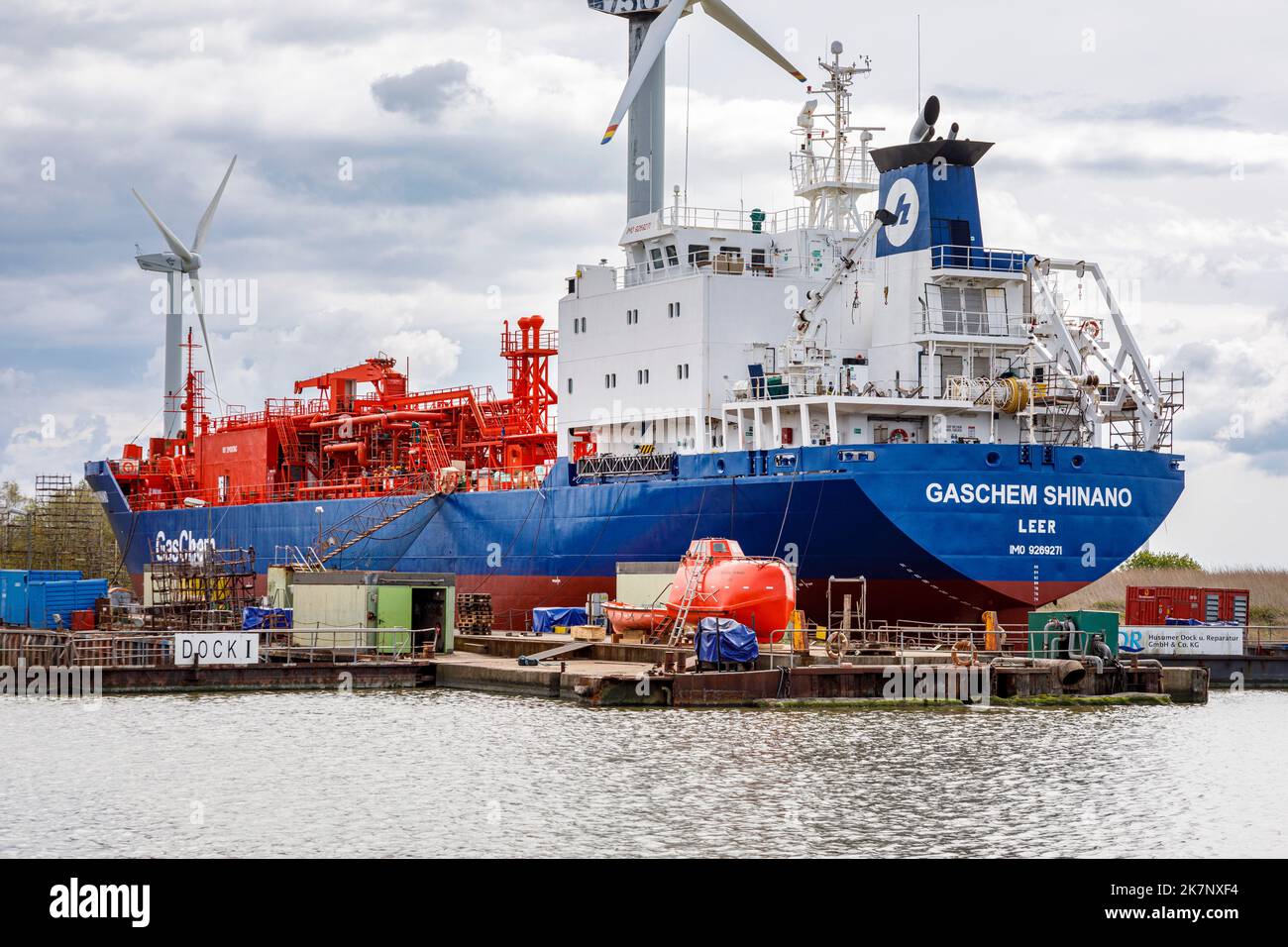 LPG-Tanker Gaschem Shimano in der Werft Husumer Dock und Reparatur GmbH & Co. KG Stock Photo