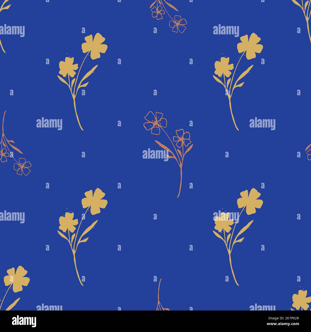 Wild meadow flower seamless vector pattern background. Vertical yellow ...