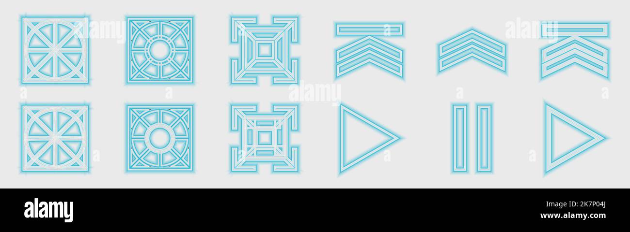 Vector set of Y2K. Minimalist geometric elements. Abstract bauhaus and boho cosmic style. Stock Vector