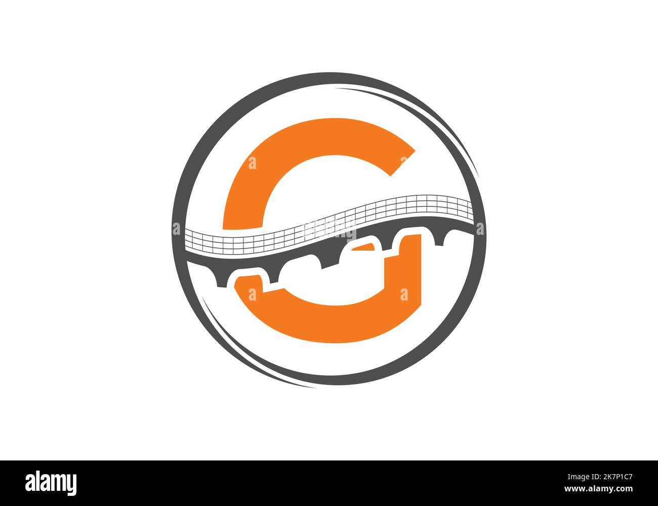 Initial G monogram letter alphabet with bridge sign. Abstract bridge logo design template. Modern vector logo for construction business. Stock Vector