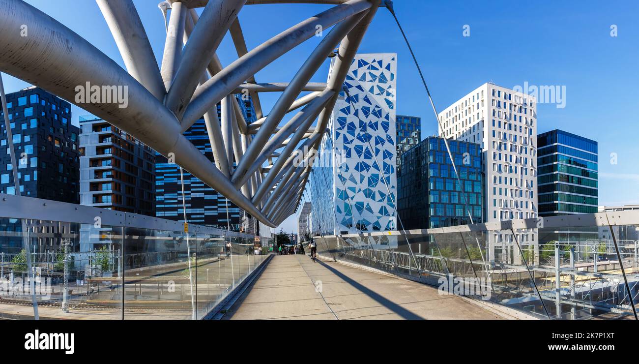 Oslo skyline modern city architecture buildings with a bridge at Barcode District panorama travel in Norway Stock Photo