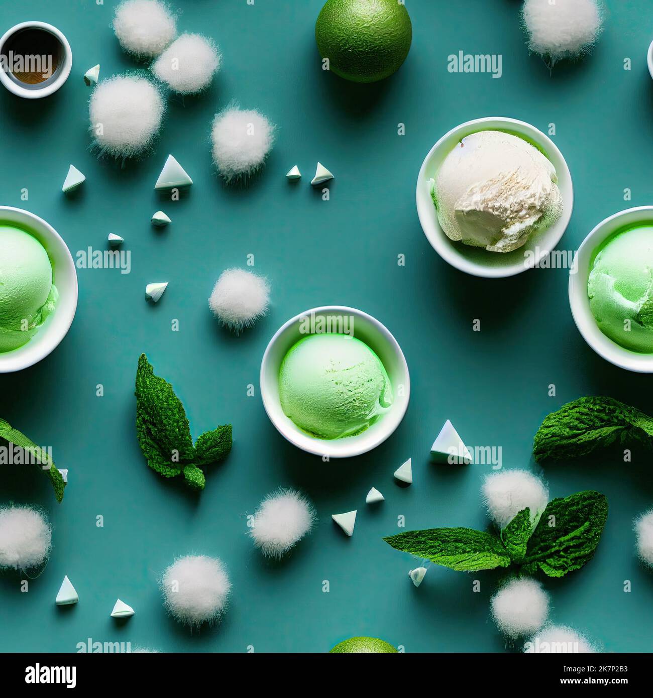 mint ice cream on seamless texture background. The endless tile pattern